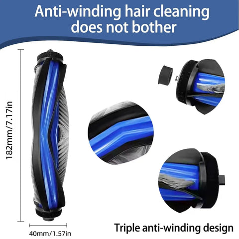 Anti-winding roller mop from Replacement Accessories Kit For Ecovacs Deebot X8 Pro Omni Robot Vacuum Cleaner with triple anti-winding design.