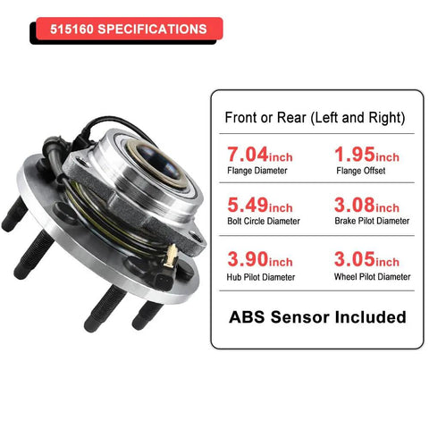Front Wheel Bearing And Hub Assembly For 4WD 6 Lug With ABS Fits Chevy Silverado 1500 Suburban Tahoe GMC Sierra Cadillac Escalade 2015-2020