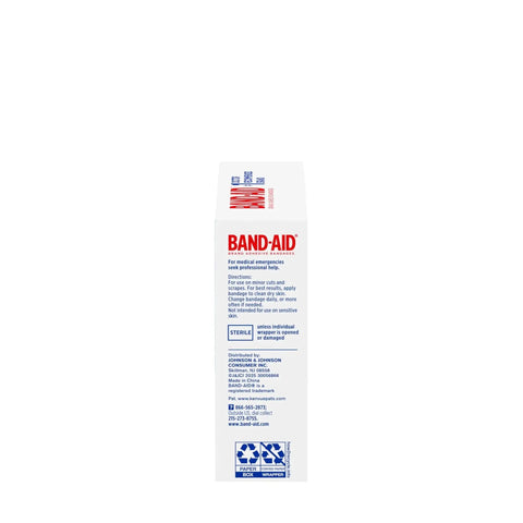 Side view of Clear Waterproof Adhesive Bandages For Minor Wounds With Cushioned Quilt Aid Pad 60 Count packaging