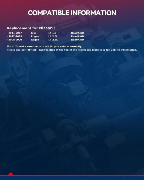 Vehicle compatibility information for Nissan models with rear wheel bearing hub assembly 512373.