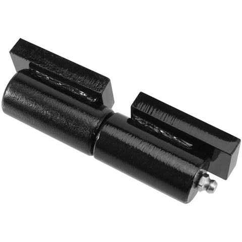 Close-up of Heavy Duty Barrel Gate Hinge Set 3 Pairs 5 Inch Weld On Ball Bearing Hinges for swing gates and trailer ramps.