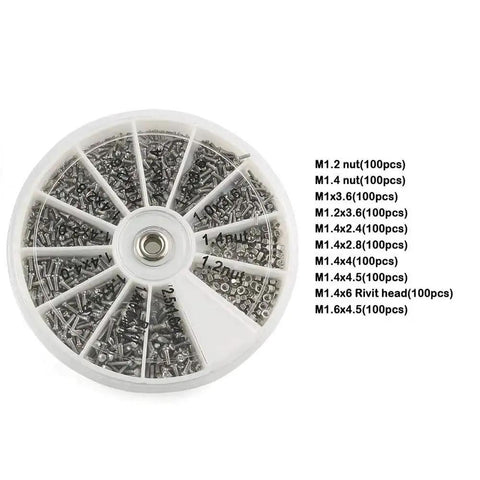 600 Piece Mini Screw And Nut Repair Kit With A Handy 3 Way Screwdriver Stainless Steel Fasteners For Watch Eyeglasses