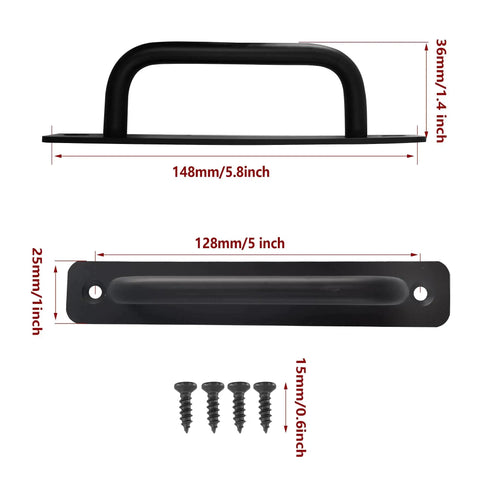 5 Inch Sliding Barn Door Handle Black Aluminium Alloy Gate Pull dimensions and screws