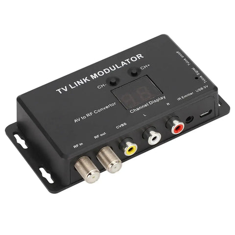 UHF TV Link Modulator With AV To RF Converter For Your Local CATV Setup, Channel Display, Adjustable Audio Video Output