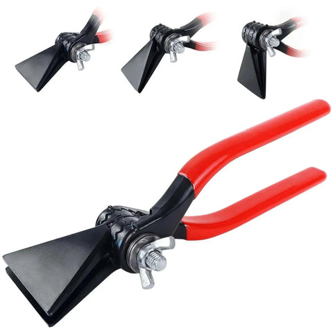 3 In 1 Sheet Metal Bender Pliers With Adjustable Jaw For Bending Flattening And Seaming Metal, red handle, side view