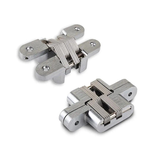 Two Pack Concealed Hinges With 180 Degree Opening For Cabinets And Doors, Heavy Duty Zinc Alloy Hidden Door Hinges, Silver Finish