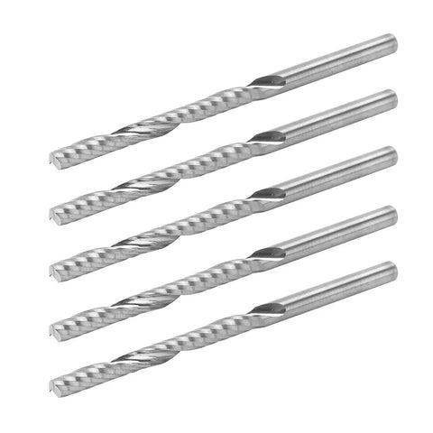 Rugged Five Piece CNC End Mills Set Single Flute Spiral Milling Cutters Tungsten Steel For Wood Carving And Precision Machining 3.175x3.175x32x55mm