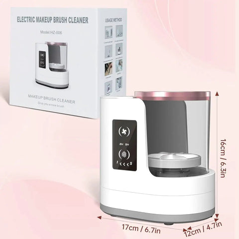 3 In 1 Electric Makeup Brush Cleaner Machine With Dryer Holder Portable USB Cleaner Tool front view with box