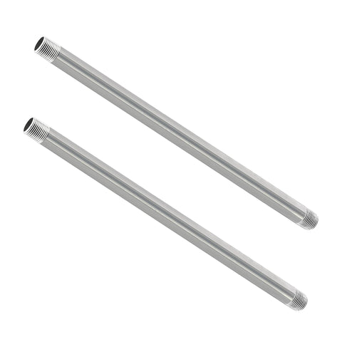 GeilSpace 1/2 in x 18 in stainless steel pipe nipple, 304 stainless, two-piece set with 1/2 in male threads