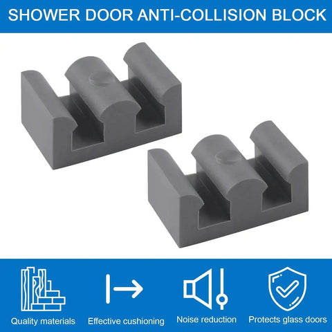 4-Piece Framed Silicone Shower Door Bumpers For Sliding Glass Doors, Wear Resistant And Impact Safe, shown in clear grey color