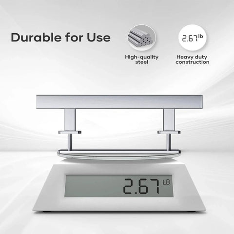 Digital scale showing weight of 2.67 lb with stainless steel sliding barn door pull handle, highlighting durability and heavy-duty construction.