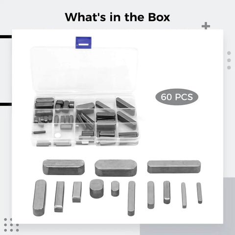 60 Pcs Square Key Stock Kit With Storage Box For Industrial Equipment Pro Grade Carbon Steel Machine Key Set Includes Parallel Keys