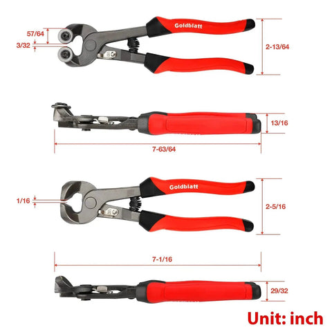 Image of Two Piece Glass Tile Nippers Set with heavy duty carbon steel nippers and soft grip handles for mosaic and ceramic tile cutting.