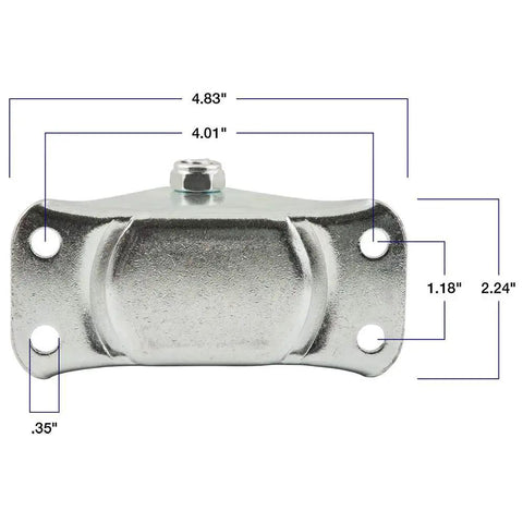 Heavy Duty Rubber Caster Wheel With Rigid Non Swivel Top Plate For Desks And Carts shown with measurements, 3 Inch Wheel, 225 Lb Load Capacity