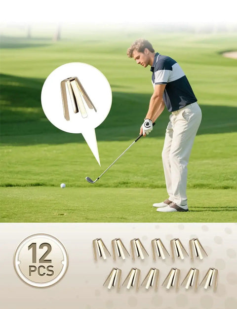 Universal Brass Golf Shaft Adapter Shims 12 Pack With 6 Leg Precision Design Fits.335.350.355.370 Tip Diameters Shown with Golfer