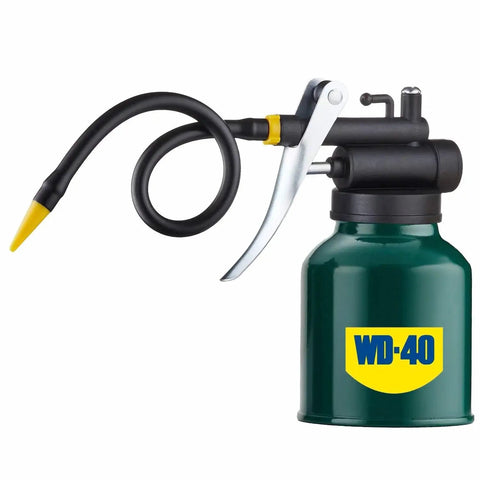 Green Metal Pistol Pump Oil Can With Long Flexible 9 Inch Spout And 3 Inch Straight Spout 8 Ounce Oil Oiler For Lubrication Of Machinery And Tools One Hand Operation Built In Pressure Pump For Hard To Reach Areas