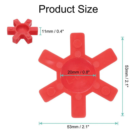 L090 Jaw Coupling Insert Set Red Four Pieces Urethane Flexible Solid Center Inserts For L-Jaw Couplings 20 Mm Inner Diameter