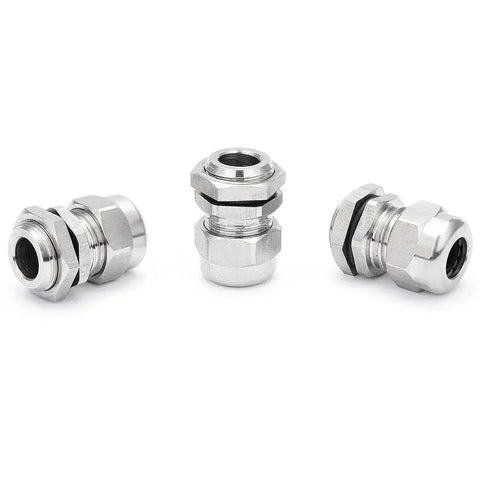 Beefy Industrial Grade Stainless Steel Waterproof Cable Gland PG9 For 4 To 8mm Cables Adjustable Clamp Pack of 3 for machinery control boxes