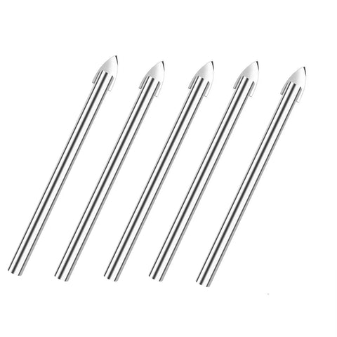 All-In-One Multi Material Glass Drill Bits Set With 6mm Carbide Tip And 1/4 Inch Round Shank, 10-Piece Kit For Glass