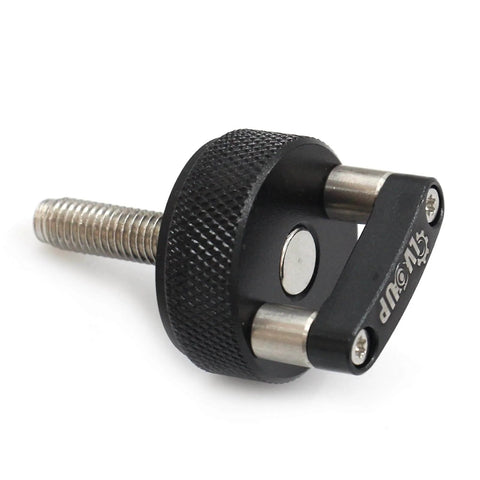 Black Quick Release Hard Top Bolts With Integrated D Ring Mount And Thumb Screws For Jeep Wrangler JK 2007 2018 JL 2018 2022 And Gladiator JT Replacement Kit No Hassle Install Heavy Duty Aluminum Construction, close-up view