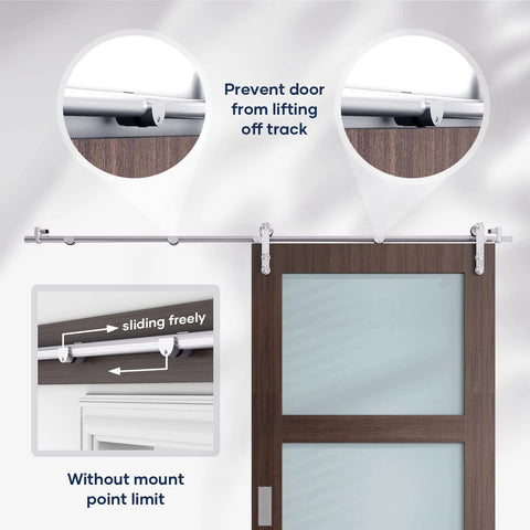 Heavy Duty 6 Ft Stainless Steel Sliding Barn Door Hardware Track Kit For 30 To 36 Inch Single Door Anti Rust Anti Corrosion