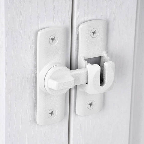 Matte White Barn Door Lock Latch Set 90 To 180 Degree Right Angle Gate Lock For Cabinets Bathrooms And Sliding Doors Aluminum Alloy