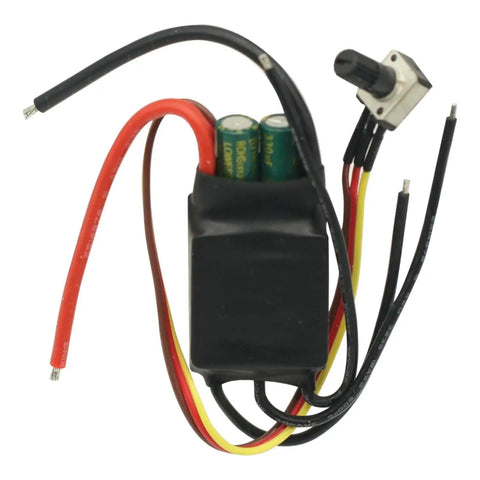 7 To 24V 200W Brushless DC Motor Controller ESC with potentiometer and wires, ideal for DIY RC projects and robotics.