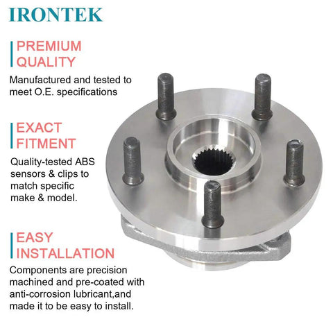 Front Wheel Hub Bearing Assembly For Jeep Grand Cherokee 1999 2004 5 Lug Non ABS Drop-In Replacement Easy Install Durable Wheel Hub