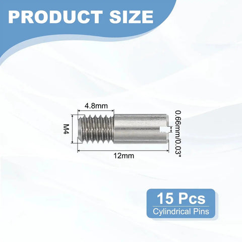 Stainless Steel M4 X 12mm Beefy Slotted External Thread Dowel Pins 15 Piece Set For Home Furniture Cabinets And Hinges