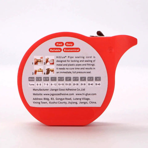 Red plastic case of Pro Grade High Temp Pipe Repair Tape for Fast Sealing and No Leak Prevention with size guide and instructions.