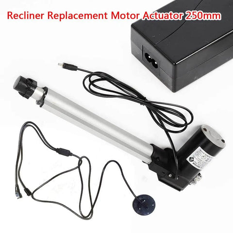 24V Electric Recliner Linear Actuator Kit With 250mm Stroke for sofa lift chairs, image showing actuator and power supply