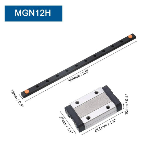 MGN12 300mm Linear Guide Rail Kit With MGN12H Carriage Block And Mini Linear Guide For DIY 3D Printers And CNC Machines Pro Grade High Precision Steel Bearing For Smooth Motion And Durable Rails
