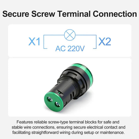 Industrial 22mm LED Indicator Light 220V AC Pilot Signal Lamp for Machinery Control Circuits with screw terminal connection