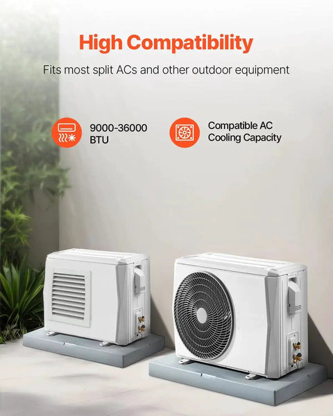 Outdoor AC units on Sturdy Outdoor Mini Split Pad For 9000 To 36000 BTU Ductless AC Heat Pump Systems 38 By 18 By 3 Inch Anti Vibration Pad