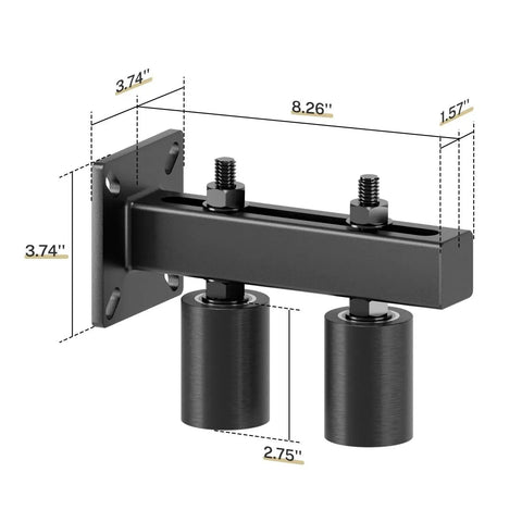 Adjustable 3 Inch Slide Gate Guide Roller System With Rust Proof Heavy Duty Steel Gate Support Assembly And Dual Hard Nylon Guiders