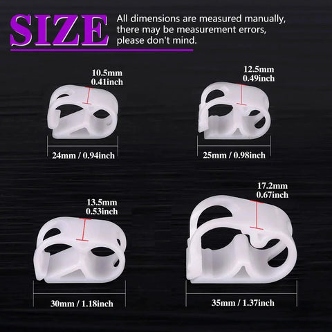 40 Piece Plastic Tube Clamps Kit With Four Sizes, Shut Off Hose Clamps For Tube Clips And Flow Control, Durable POM Plastic Clamp Set sizes displayed