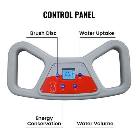 Control panel of Foldable Walk Behind Floor Scrubber Machine With 180 RPM And 300W Motor, displaying settings and controls.