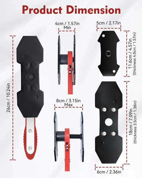 Witaxima brake caliper compression tool with red handle and extra 2 large plates (1.57-2.95 in), plus 4 hanger hooks