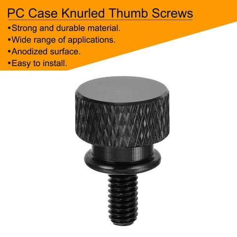 12 Pack Knurled Thumb Screws M4x8mm For PC Case Aluminum Alloy Black
