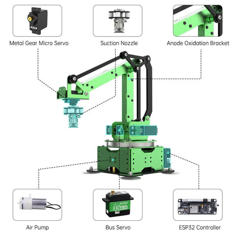 LewanSoul MaxArm robotic arm kit for Arduino ESP32 with bus servo and suction nozzle, STEM starter kit