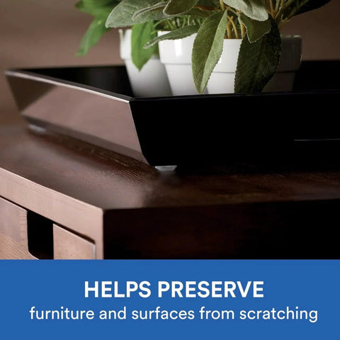 Clear Self Stick Cabinet Bumper Pads Twenty Pack Round One Half Inch Rubber Cushions shown protecting table surface