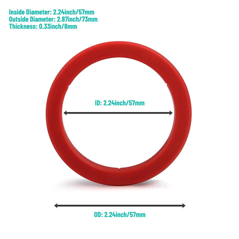 Red 8mm Silicone Group Head Gasket For E61 Espresso Machines, visible measurements of diameter and thickness