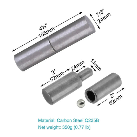 Beefy Heavy Duty Weld On Barrel Hinge Set Of 4 4 1 8 Inch By 1 Inch With Ball Bearing Detachable Pins 1200 Pound Load Capacity