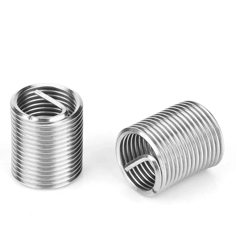 Close-up of stainless steel coils from Fifteen Piece Stainless Steel Helicoil Thread Insert Repair Kit M14x1.5 Drill Set for Radiators Automotive Parts Separation Equipment and Heavy Machinery Maintenance