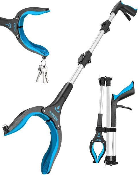 36 Inch Foldable Reacher Tool For Seniors With Anti Slip 360 Degree Rotating Jaw And Magnet 4 Inch Wide Extended Claw Grabber Pickup Stick