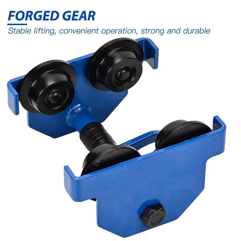 Heavy Duty I Beam Trolley With 4400 Lbs Capacity For Push Operation On Standard Or Wide Flange I Beams, adjustable width 3 to 6.5 inches