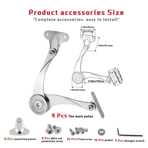 Heavy Duty Soft Close Lid Support Hinges Four Pack For Lift Up Cabinet Doors And Toy Box Lids Right And Left Mount Zinc Alloy Satin Nickel Finish Adjustable 75 90 And 110 Degree Angles Includes Allen Wrench And Screws