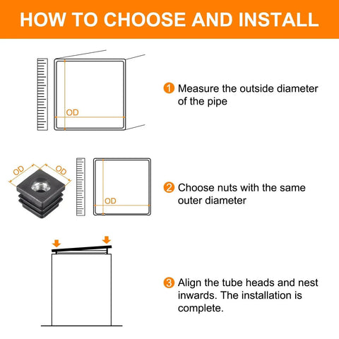 Guide on installing 4 Pieces M8 Threaded Tube Inserts For 0.79 By 0.79 Inch Square Tubes Black Plastic End Caps Chair Leg Plugs