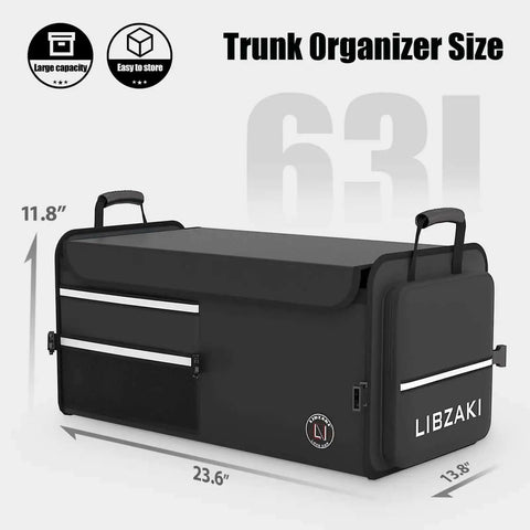 Grab And Go Trunk Storage Organizer For Cars SUVs And Trucks Collapsible Multi Size System With Medium 63L Neatly Organized In Black