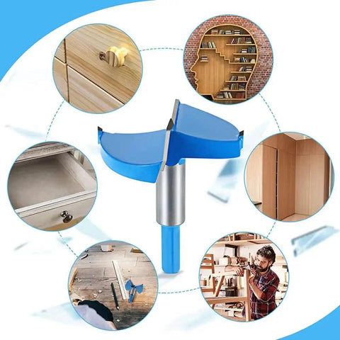 All Purpose Woodworking Drill Bit Set With 40 To 100 Mm Hole Saw And 48 Mm Hex Handle For Hinge Holes Drawer Hardware